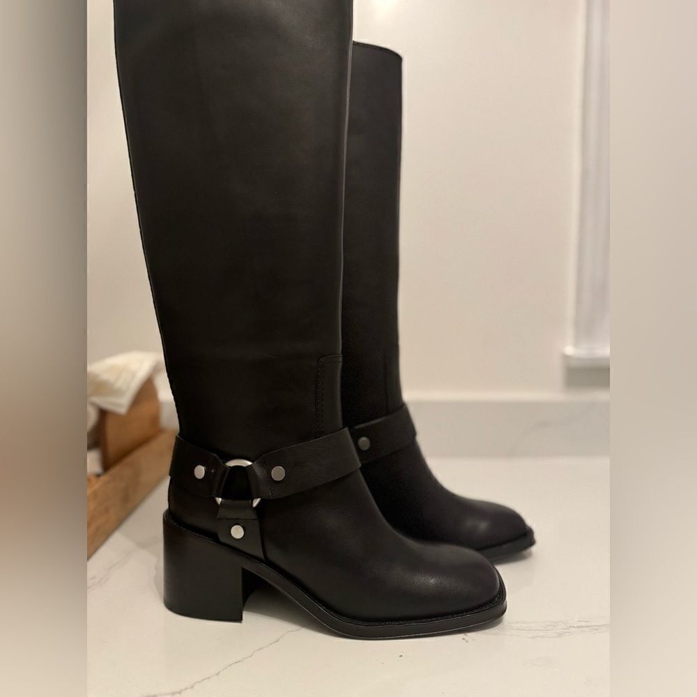NEW Loeffler Randall Audrey Black Tall Engineer Boot Size 10 - Picture 4 of 8